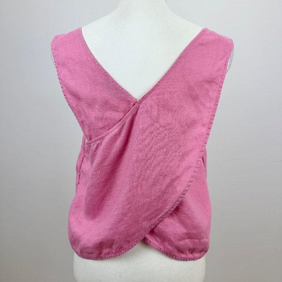 SOLD* Madewell Irene 100% Linen Cross Back Sleeveless Crop Top Pink - Picture 5 of 9